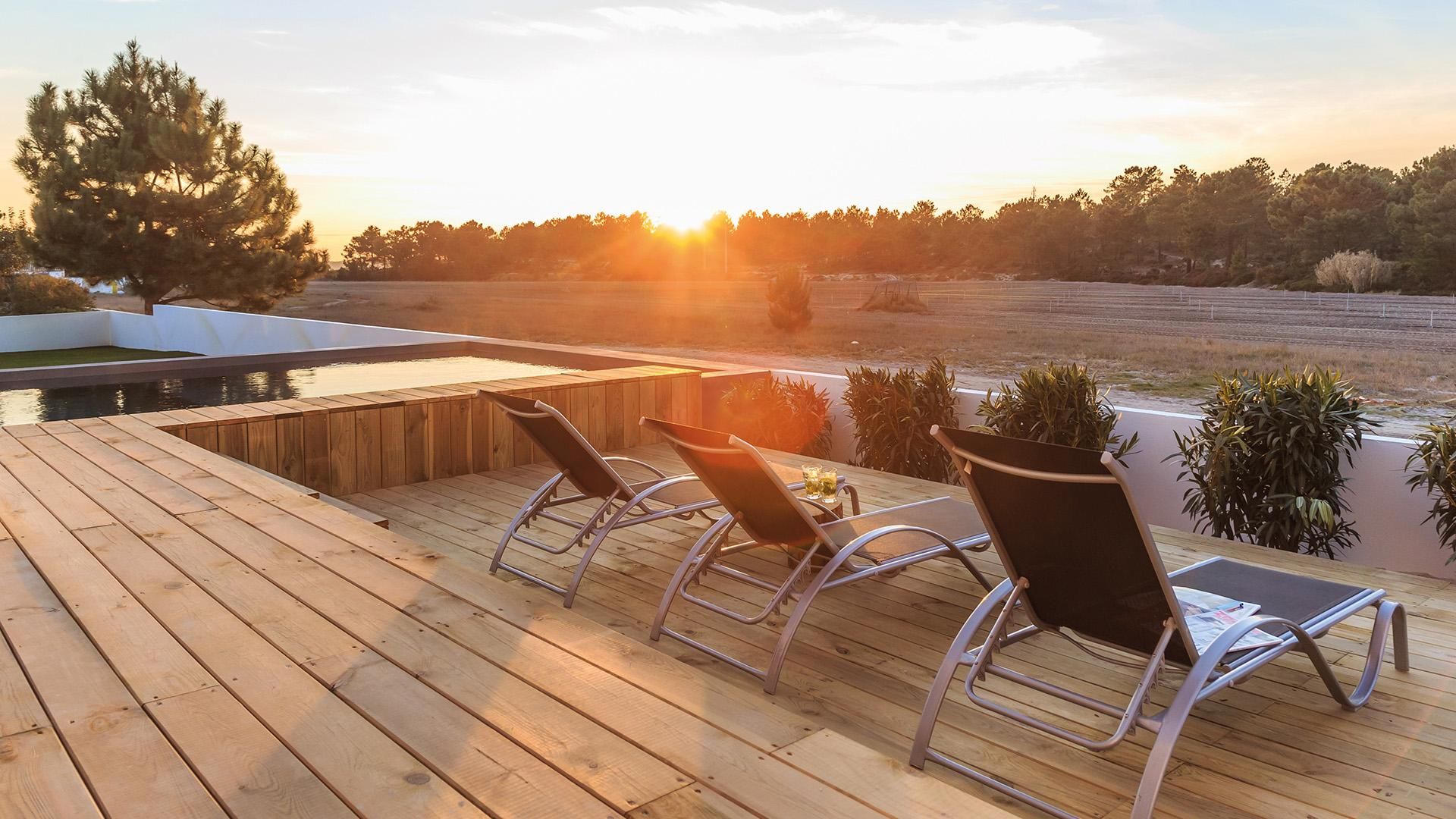 Terrasse au coucher de soleil